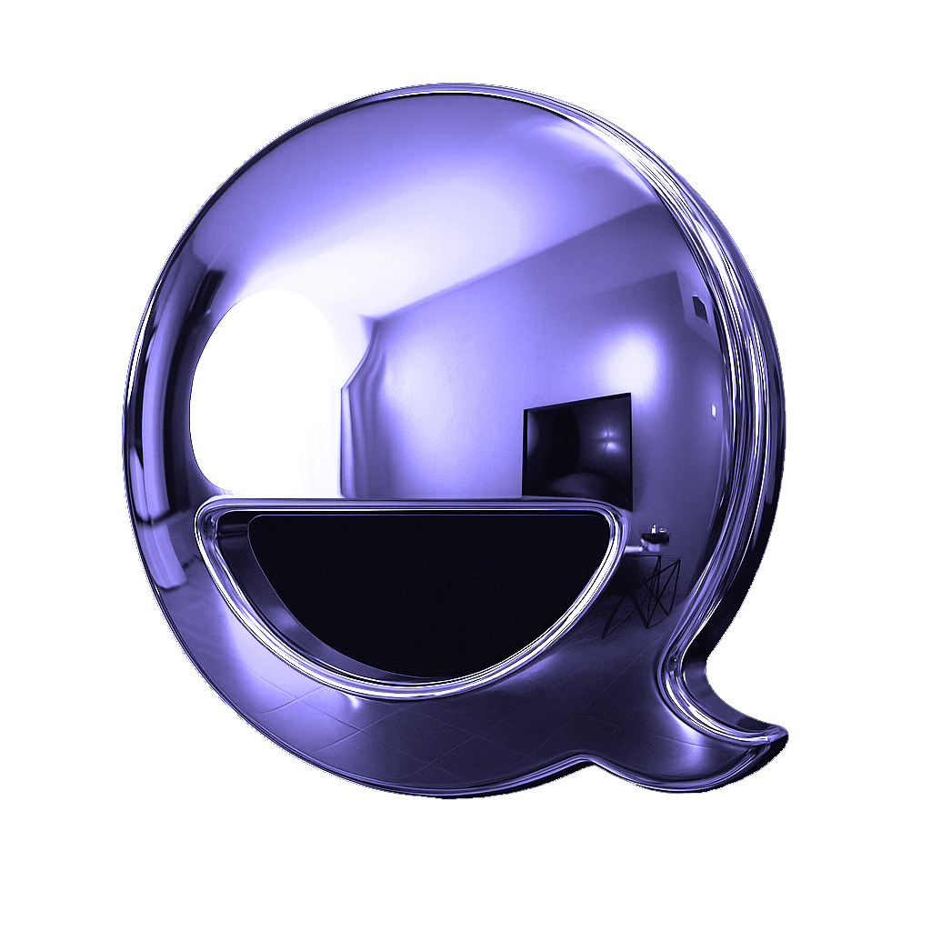 Sentiment logo rendered as a glossy chrome mirror sculpture